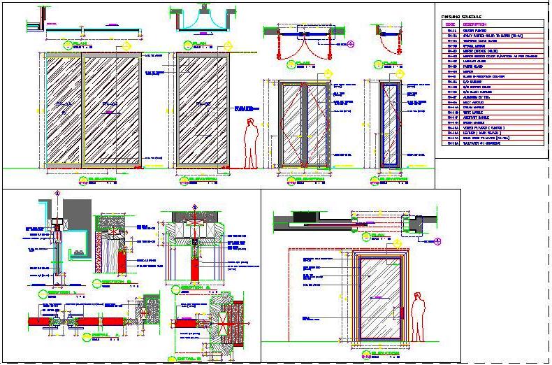 Wooden Sliding, Flush, & Glazed Door Details- AutoCAD DWG